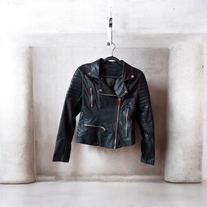 Blank NYC Black Faux Vegan Leather Moto/ Biker Details Jacket